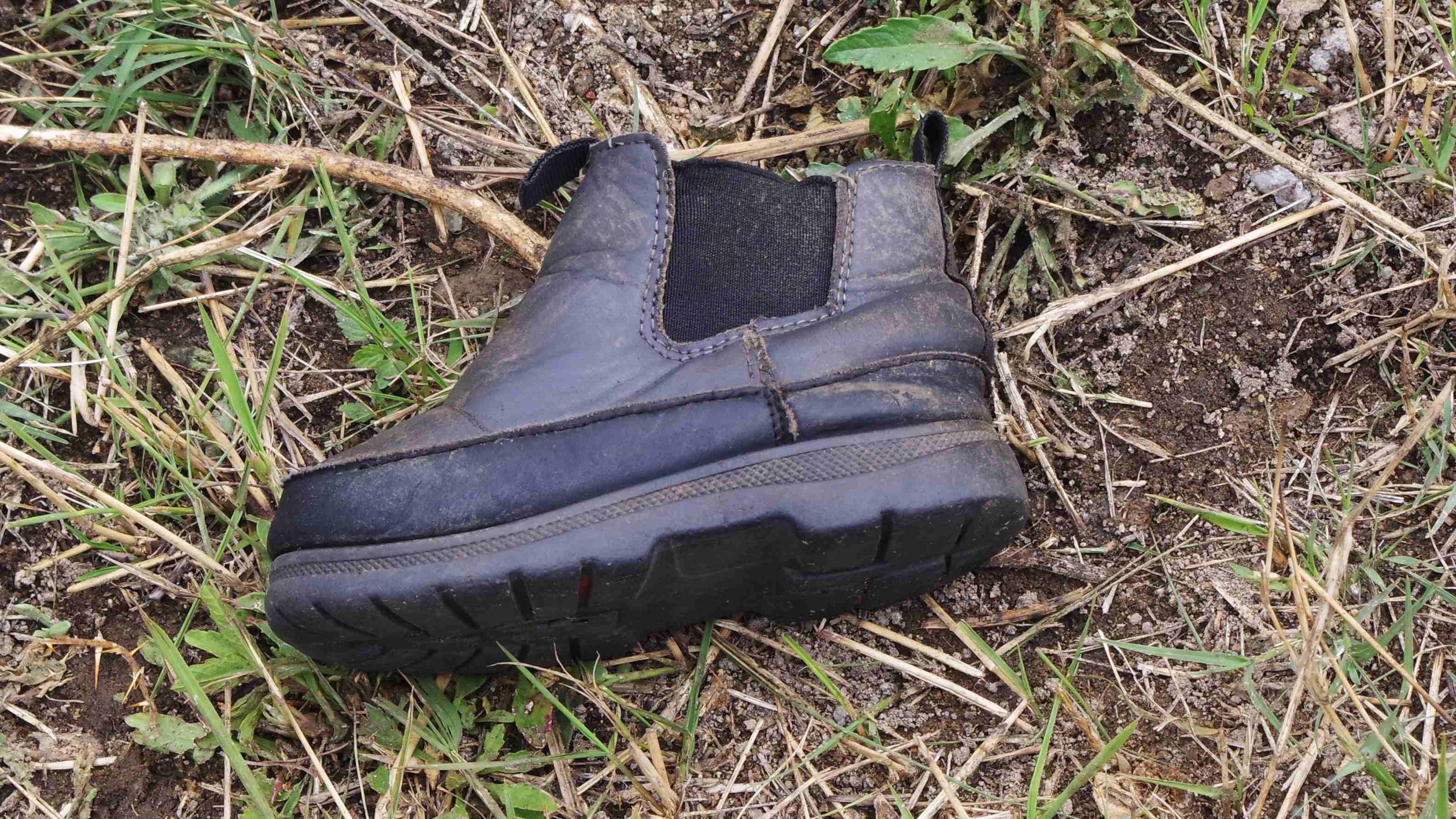 A shoe belonging to one of the children who drowned. 